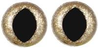 Opry Glitter kattenogen tweekleurig 15mm Goud per 10 stuks