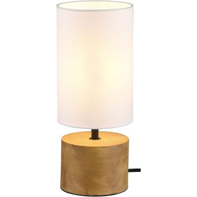 LED Tafellamp - Tafelverlichting - Trion Wooden - E14 Fitting - Rond - Mat Wit - Hout
