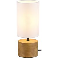 LED Tafellamp - Tafelverlichting - Trion Wooden - E14 Fitting - Rond - Mat Wit - Hout - thumbnail