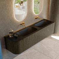 Badmeubel Mondiaz Kurve | 175 cm | Meubelkleur Shadow | Wastafelkleur Urban | Solid surface | Dubbel / Rechts spoelbak | Zonder kraangat(en)