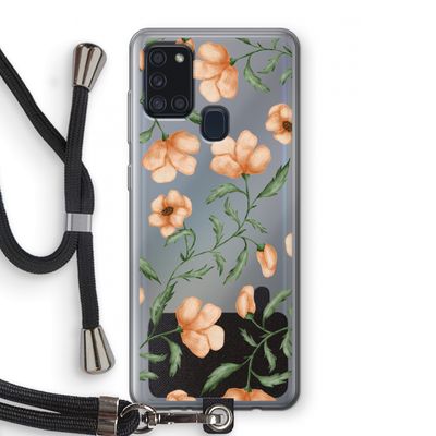 Peachy flowers: Samsung Galaxy A21s Transparant Hoesje met koord