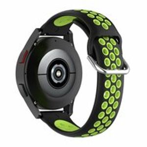 Siliconen sportbandje met gesp - Zwart + groen - Samsung Galaxy Watch - 42mm