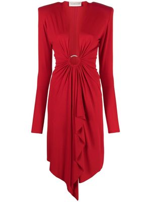 Alexandre Vauthier robe mi-longue à détail drapé - Rouge