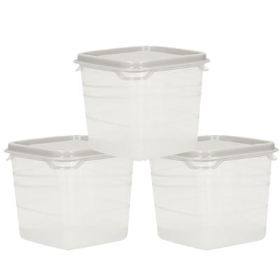 Hega Hogar Voorraad - vershoudbakjes - 3x stuks - transparant/grijs - kunststof - 0,3 liter