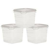 Hega Hogar Voorraad - vershoudbakjes - 3x stuks - transparant/grijs - kunststof - 0,3 liter