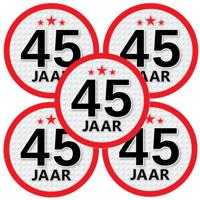 45 jaar leeftijd sticker - 5x - rond - Dia 15 cm - 45 jaar verjaardag/jubileum/leeftijd versiering