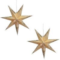 2x stuks kerstversiering gouden kerststerren 60 cm