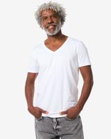HEMA Heren T-shirt Slim Fit Diepe V-hals Wit (wit)