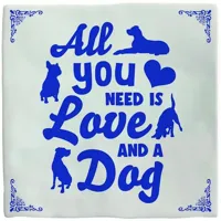 Plenty Gifts tegeltje keramiek dog 10x10cm blauw, wit