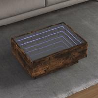 Salontafel met LED 70x50x30 cm bewerkt hout gerookt eikenkleur