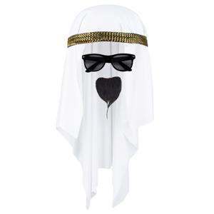 Carnaval verkleed set voor een Arabier/Sjeik - hoofddoek wit - heren- met baardje en zonnebril