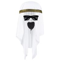 Carnaval verkleed set voor een Arabier/Sjeik - hoofddoek wit - heren- met baardje en zonnebril