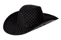 Cowboyhoed zwart met strass steentjes