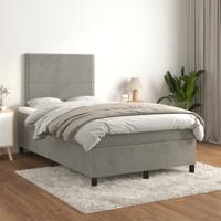 Boxspring met matras fluweel lichtgrijs 120x200 cm
