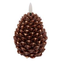 Feeric Christmas LED dennenappel kaars - bruin - 13 x 8cm - inclusief batterijen