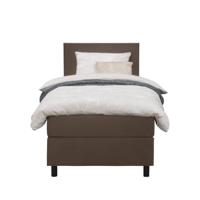 Leen Bakker - Boxspring Liv Egaal - 90x200 Cm - Ronde Poot - Stof/Velvet - Bruin