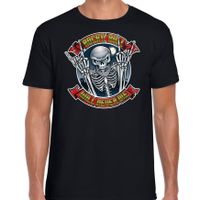 Halloween rock en roll skelet verkleed t-shirt zwart voor heren