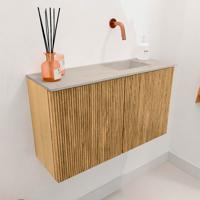 Toiletmeubel Mondiaz Joya Dlux | 70 cm | Meubelkleur Oak | Faye wastafel Opalo Wasbak Rechts | Zonder kraangat(en)