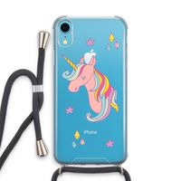 Roze eenhoorn: iPhone XR Transparant Hoesje met koord