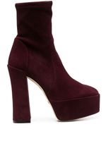 Stuart Weitzman bottes en daim à plateforme 150 mm - Rouge