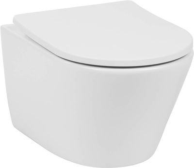 Saqu Sky 2.0 hangtoilet randloos met slimseat toiletbril met quickrelease mat wit
