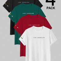 Bon&Bon Men's Letter Print Short Sleeve T-Shirt - 4 Piece Set Multicolor1 / S