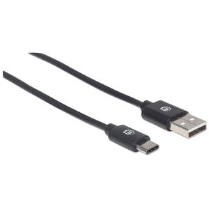 Manhattan USB-kabel USB 2.0 USB-A stekker, USB-C stekker 2.00 m Zwart 354929