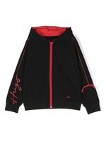 HUGO KIDS hoodie zippé à logo imprimé - Noir