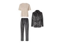 esmara Dames pyjamaset 3-delig (M (40/42), Grijs/beige)