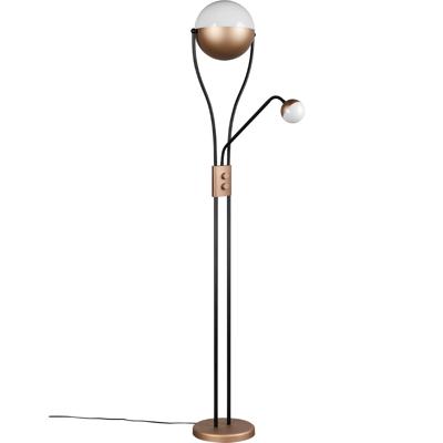 LED Vloerlamp - Trion Topher - 18W + 3.8W - Warm Wit 3000K - 2-lichts - Dimbaar - Rond - Koffiekleur - Metaal