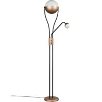 LED Vloerlamp - Trion Topher - 18W + 3.8W - Warm Wit 3000K - 2-lichts - Dimbaar - Rond - Koffiekleur - Metaal