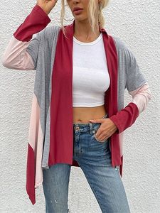 Color Block Jersey Casual Wrap Kimono