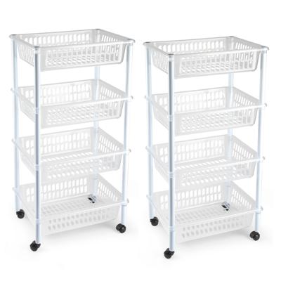2x stuks plasticforte keukentrolley op wieltjes - 4-laags - transparant - kunststof - 40x50x85 cm 2x stuks plasticforte keukentrolley op wieltjes - 4-laags - transparant - kunststof - 40x50x85 cm