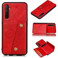 Voor OPPO Realme XT schokbestendige magnetische PU + TPU beschermhoes met kaartsleuven (rood)