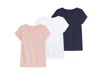 pepperts! Kinderen meisjes T-shirts, 3 stuks, met ronde hals  (134/140, Lichtroze/wit/navy) - thumbnail