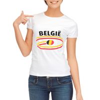 Wit dames t-shirt Belgie - thumbnail