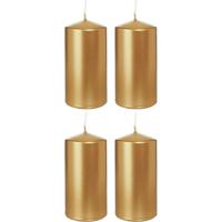 Cilinderkaars/stompkaars - 4x - goud - 6 x 12 cm - 40 branduren