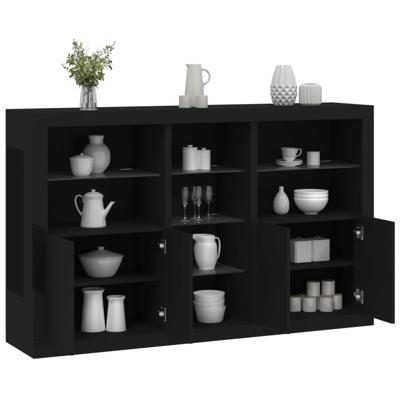 Dressoir met LED-verlichting 162x37x100 cm zwart