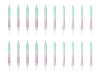 Kaarsjes Gradient Glitter Lila/Mint (20st)