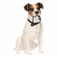 Honden beeldje Jack Russel met riem 15 cm - thumbnail