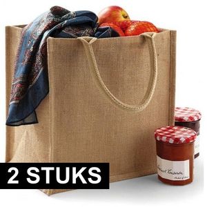 2x Jute boodschappentassen 30 cm