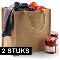 2x Jute boodschappentassen 30 cm