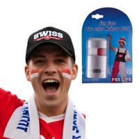 Zwitserland supporters set - baseballcap zwart - met vlag schminkstift - volwassenen - landen Zwitserland supporters set - baseballcap zwart - met vlag schminkstift - volwassenen - landen