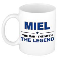 Miel cadeau mok - man myth legend - naam koffiemok / beker - wit en blauw - 300 ml