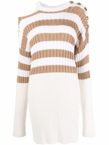 Balmain robe-pull à rayures - Tons neutres