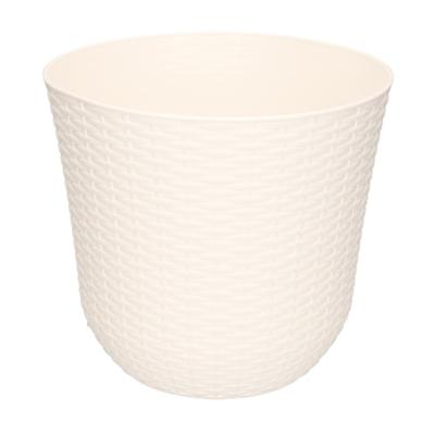 PlasticForte Plantenpot - wit - rotan kunststof - D25 x H23 cm - bloempot