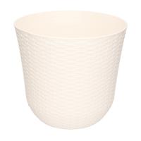 PlasticForte Plantenpot - wit - rotan kunststof - D25 x H23 cm - bloempot
