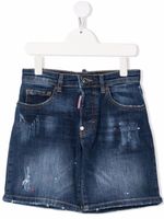 DSQUARED2 KIDS short en jean à effet usé - Bleu