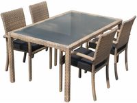 Tuinset Valetta II met Belgrado stoelen - Cappuccino - Plat vlechtwerk