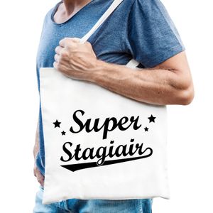 Katoenen cadeau tas / shopper super stagiair naturel heren